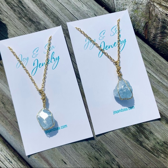 Celestite Gold Crystal Necklace - Picture 5 of 5